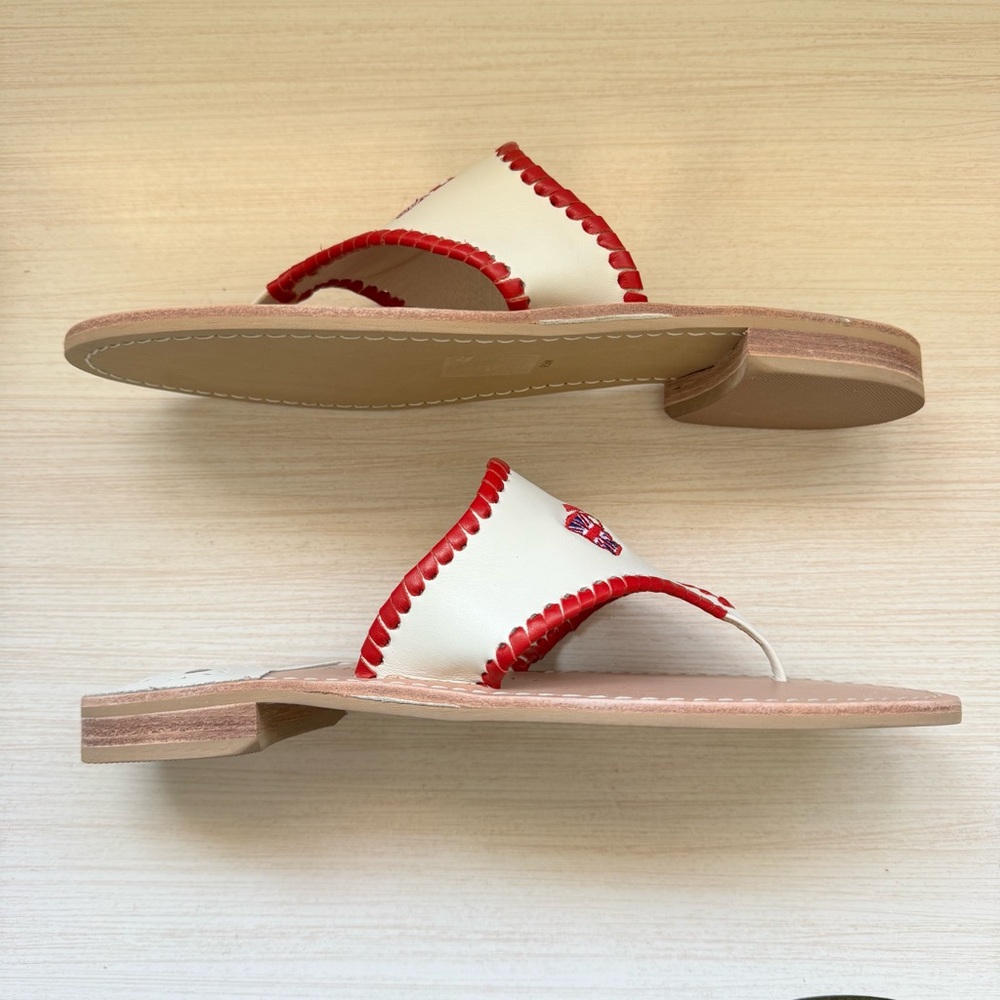 Jack Rogers size 9.5 Red and White Embroidered Sandals NWOB - Picture 2 of 6